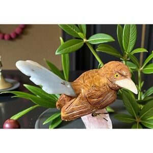 Peruvian Peru Chickadee Stone Rock Figurine Hand Carved Mineral Art Multicolor